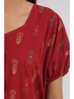 W-NY-600-17-RD-XL_detail Women's Cotton Zip Frock Nighty - Red