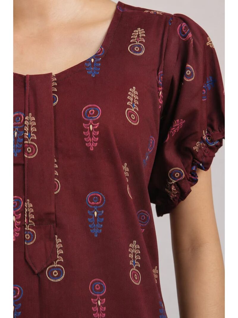 Women's Cotton Zip Frock Nighty - Maroon