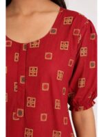 W-NY-600-20-RD-XL_detail Women's Cotton Zip Frock Nighty - Red