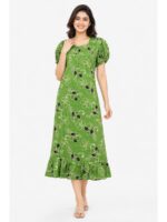 W-NY-600-21-MG-XL_front Women's Cotton Zip Frock Nighty - Mint Green