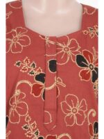 Women's Cotton Zip Frock Nighty - Terracotta