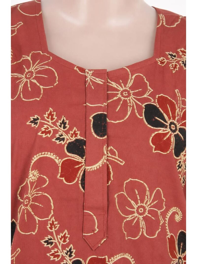 Women's Cotton Zip Frock Nighty - Terracotta