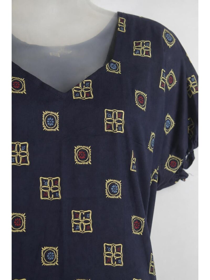 Women's Plus Size Cotton Frock Nighty - Navy Blue