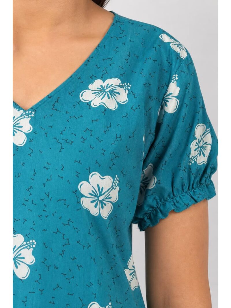 Women's Plus Size Cotton Frock Nighty - Blue