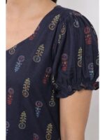 Women's Plus Size Cotton Frock Nighty - Navy Blue