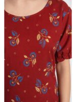 W-NY-601-09-RD-3XL_detail Women's Plus Size Cotton Frock Nighty - Red