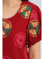 W-NY-601-12-RD-3XL_detail Women's Plus Size Cotton Frock Nighty - Red