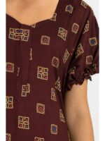 Women's Cotton Plus-Size Frock Nighty with Zip - Maroon