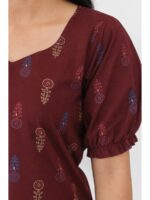 W-NY-601-15-MR-3XL_detail Women's Cotton Plus-Size Frock Nighty with Zip - Maroon