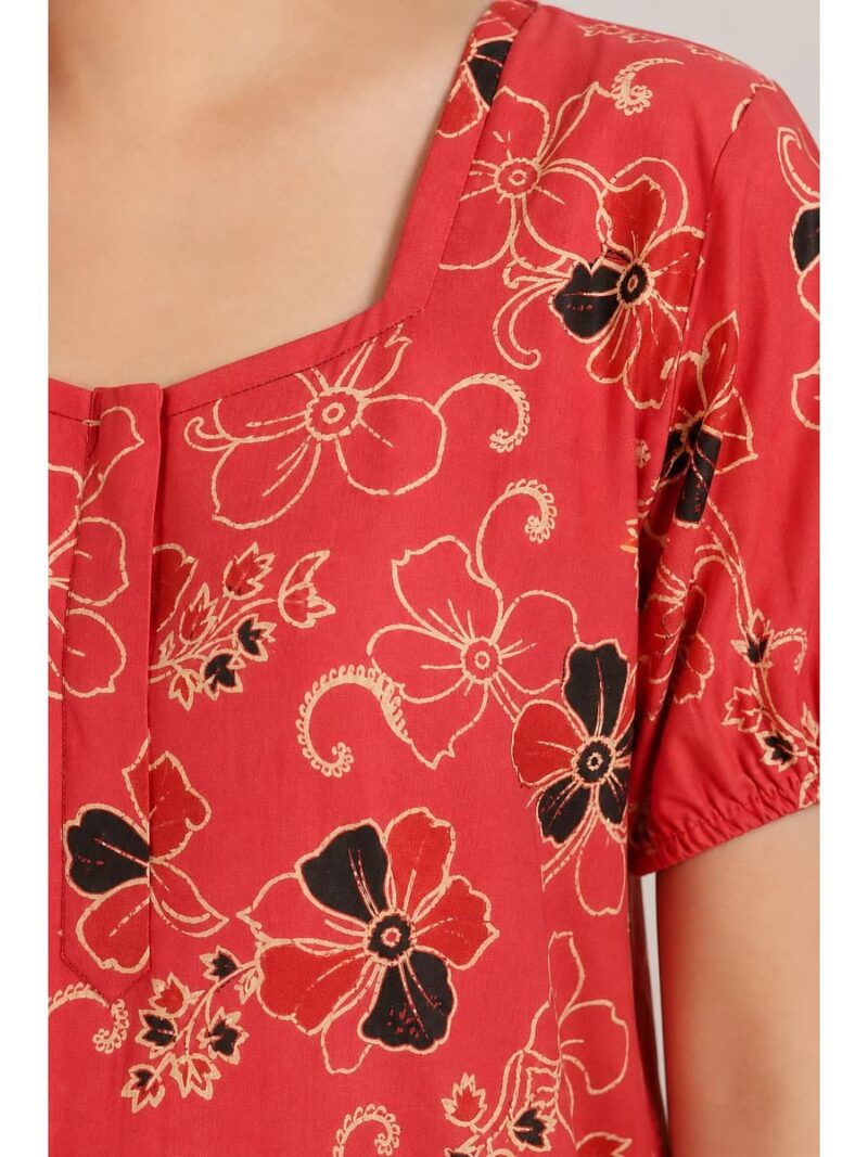 Women's Cotton Plus-Size Frock Nighty with Zip - Pink