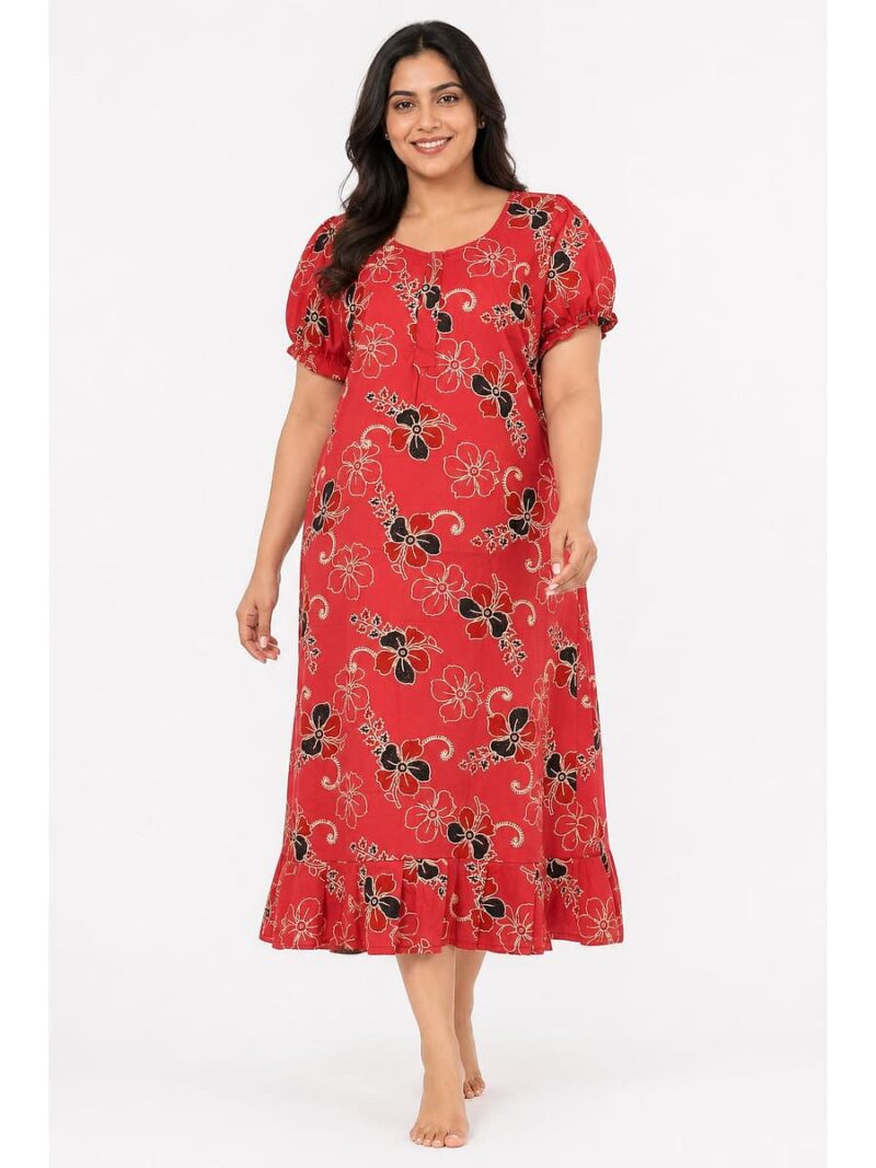 W-NY-601-19-PK-3XL_front Women's Cotton Plus-Size Frock Nighty with Zip - Pink