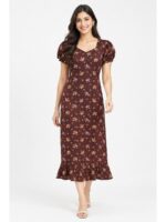 W-NY-602-02-MR-M_front Women's Cotton Frock Nighty - Maroon