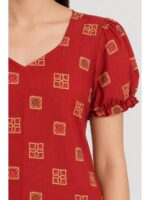 W-NY-602-03-RD-M_detail Women's Cotton Frock Nighty - Red