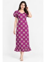 W-NY-602-05-CRS-M_front Women's Cotton Frock Nighty - Cerise