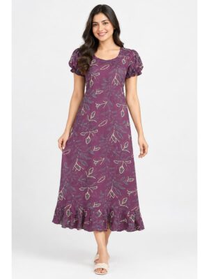 Women's Cotton Frock Nighty - Plum