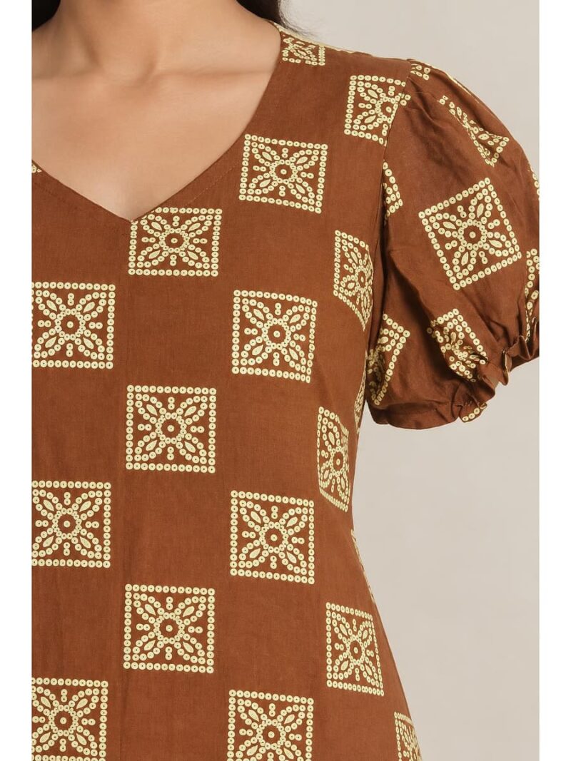 Women's Cotton Frock Nighty - Brown