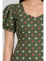 W-NY-602-09-OG-M_detail Women's Cotton Frock Nighty - Green