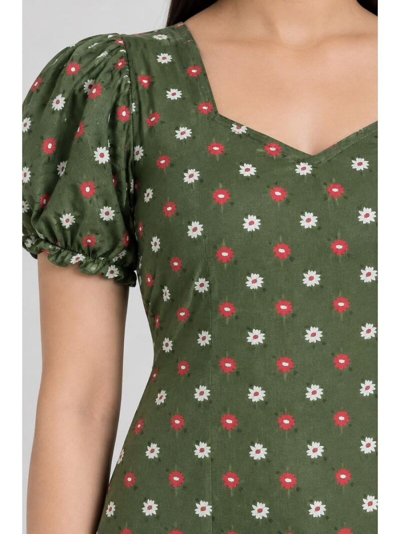 Women's Cotton Frock Nighty - Green