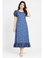 W-NY-602-10-BL-M_front Women's Cotton Frock Nighty - Blue