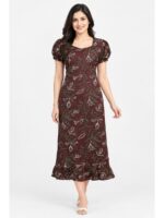 W-NY-602-11-MR-M_front Women's Cotton Frock Nighty -Maroon