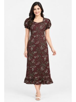 Women's Cotton Frock Nighty -Maroon