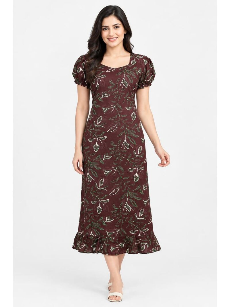 W-NY-602-11-MR-M_front Women's Cotton Frock Nighty -Maroon