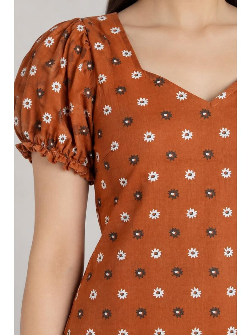 Women's Cotton Frock Nighty - Tangerine