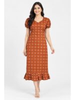 W-NY-602-12-TG-M_front Women's Cotton Frock Nighty - Tangerine