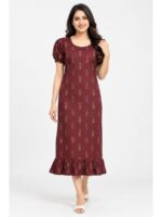 W-NY-602-14-MR-M_front Women's Cotton Frock Nighty -Maroon