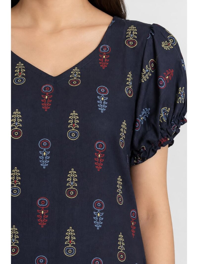 Women's Cotton Frock Nighty -Navy Blue