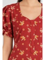 Women's Cotton Zip Frock Nighty - Maroon