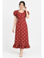 Women's Cotton Zip Frock Nighty - Maroon