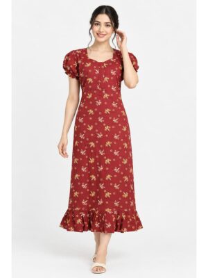 Women's Cotton Zip Frock Nighty - Maroon