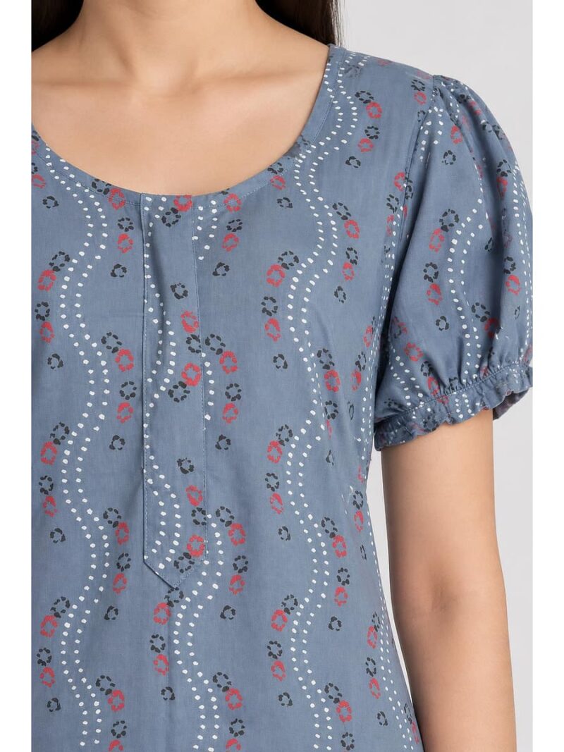 Women's Cotton Zip Frock Nighty - Ash Grey