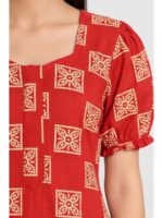 W-NY-602-22-RD-M_detail Women's Cotton Zip Frock Nighty - Red