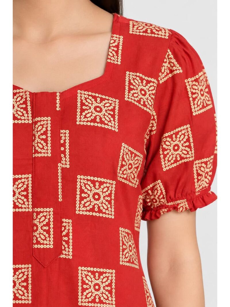 Women's Cotton Zip Frock Nighty - Red