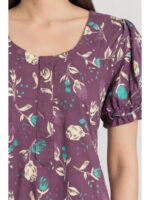 W-NY-602-23-PL-M_detail Women's Cotton Zip Frock Nighty - Plum