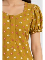 Women's Cotton Zip Frock Nighty - Mustard Yellow