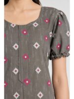 W-NY-602-25-GY-M_detail Women's Cotton Zip Frock Nighty - Grey