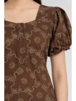 Women's Cotton Zip Frock Nighty -Brown