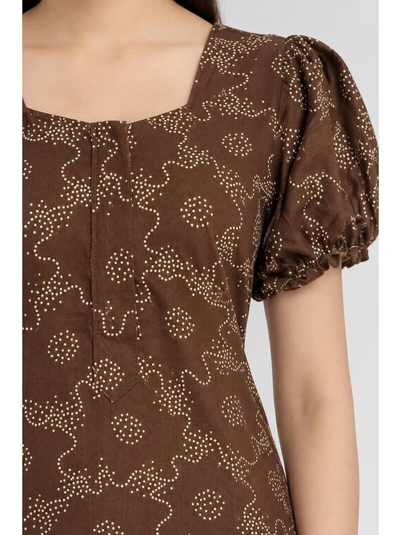 Women's Cotton Zip Frock Nighty -Brown