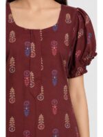 Women's Cotton Zip Frock Nighty -Maroon