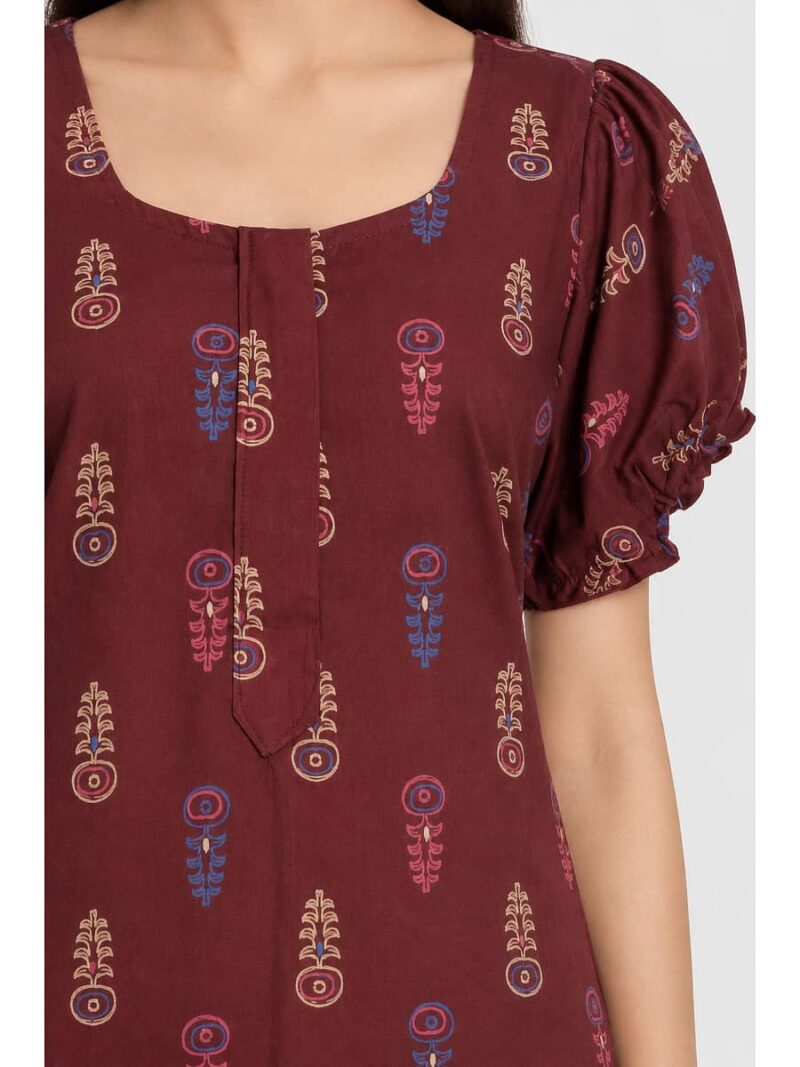Women's Cotton Zip Frock Nighty -Maroon