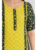 W-NY-603-02-OG-XXL_detail Women's Cotton Frock Nighty – Olive Green & Yellow