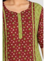 Women's Cotton Frock Nighty – Olive Green & Maroon