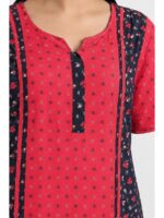 W-NY-603-05-NB-XXL-b. Women's Cotton Frock Nighty – Navy Blue & Raspberry