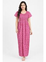 W-NY-605-02-PK-XXL_front Women's Cotton Smocked Nighty – Pink