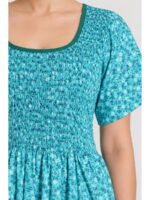 Women's Cotton Smocked Nighty – Turquoise