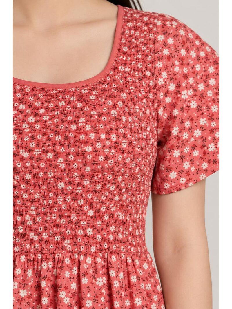 Women's Cotton Smocked Nighty – Blush Pink