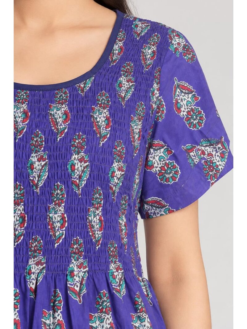 Women's Cotton Smocked Nighty – Royal Blue